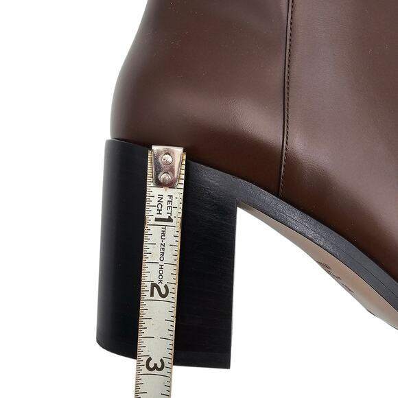 Valentino Garavani Vlogo Ankle Boot Block Heel Brown Leather Gold Size 39 US 9 - Picture 12 of 12